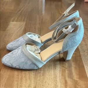 Elegant Blue Lace Women’s Heels
